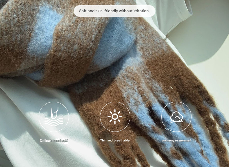 Beige brown Women's Fashion Plaid Scarf - Warm & Stylish Long Neck Warmer (220x40cm)