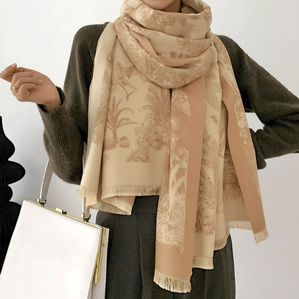 Camel yellow Luxury Soft Printed Pashmina Style Wrap - Large Scarf for Women (185x65cm)