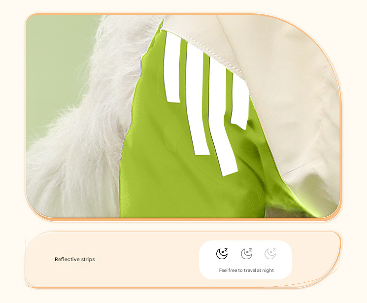 Colorblock (Beige red) Dog Raincoat - Waterproof with Hood and Reflective Strips (Size S)