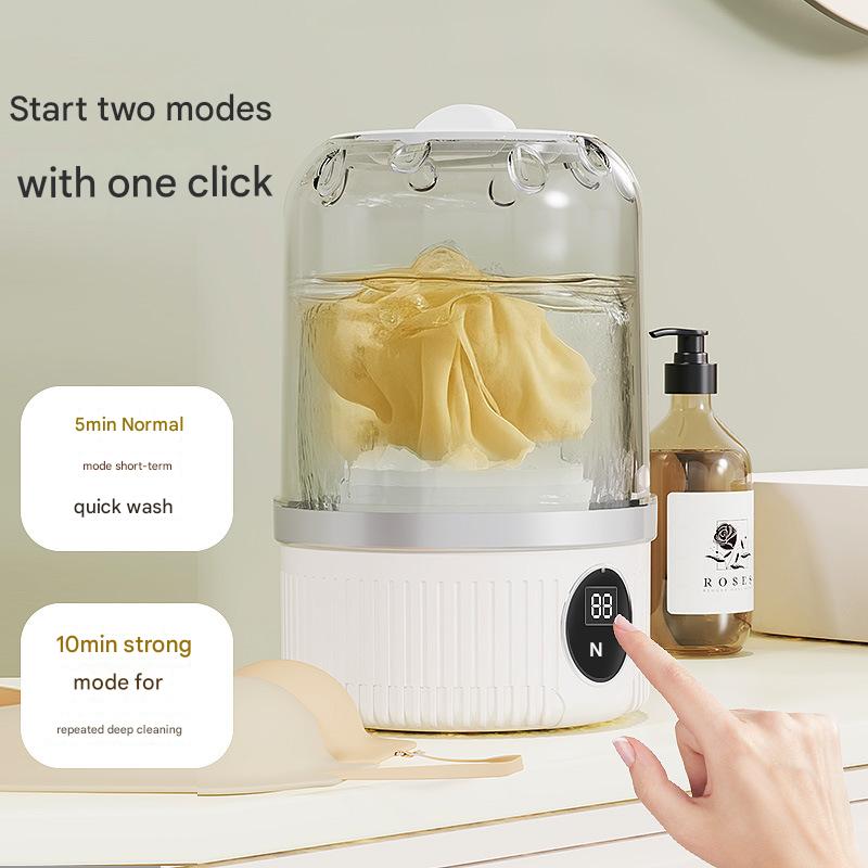 White Travel-Friendly Mini Washing Machine - USB Powered, Automatic, for Small Loads