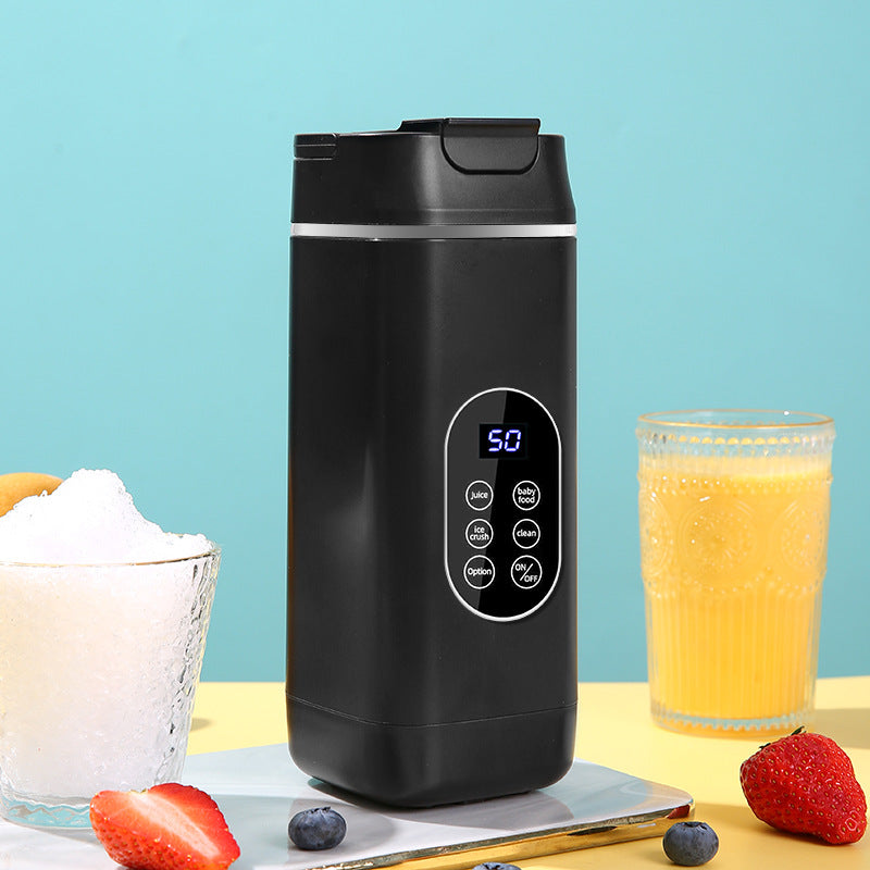 Black Rechargeable Travel Blender Cup - 12 Blades, Digital Display, Self-Cleaning