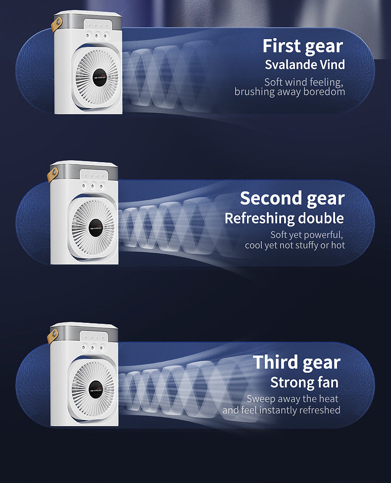 White 3-in-1 Portable Air Cooler Fan - Desktop Humidifier & LED Light, Nano Mist