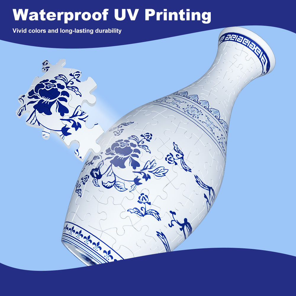 Unique 3D Puzzle Vase with Built-in Water Holder - Fun DIY Project (Waves)