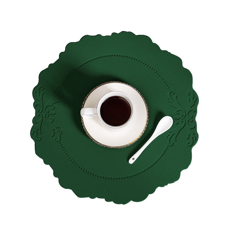 4 pcs Retro Faux Leather Placemat - Waterproof & Oil-Proof Dining Table Mat (Green)