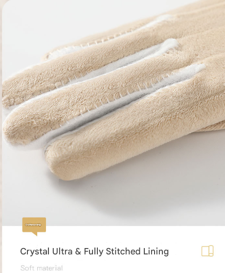 Beige Elegant Women's Wool Blend Winter Gloves - Cozy Fleece-Lined Touchscreen Warmth