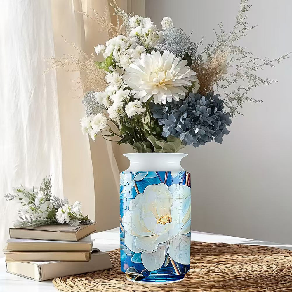 Colorful Style 2 DIY 3D Puzzle Vase - Creative Jigsaw Flower Holder with Waterproof Liner - Decorative Home Accent & Unique Gift