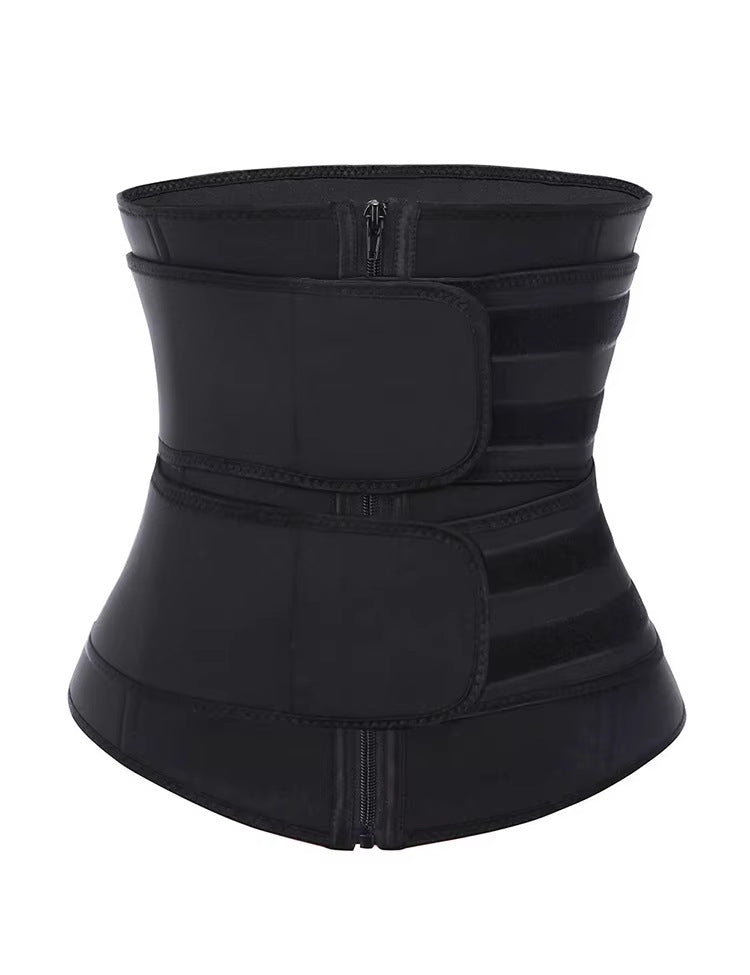 Size XXL Black Womens Sweat-Enhancing Waist Trainer Belt - Dual Strap Zipper Tummy Control Cincher for Workout & Postpartum Shaping