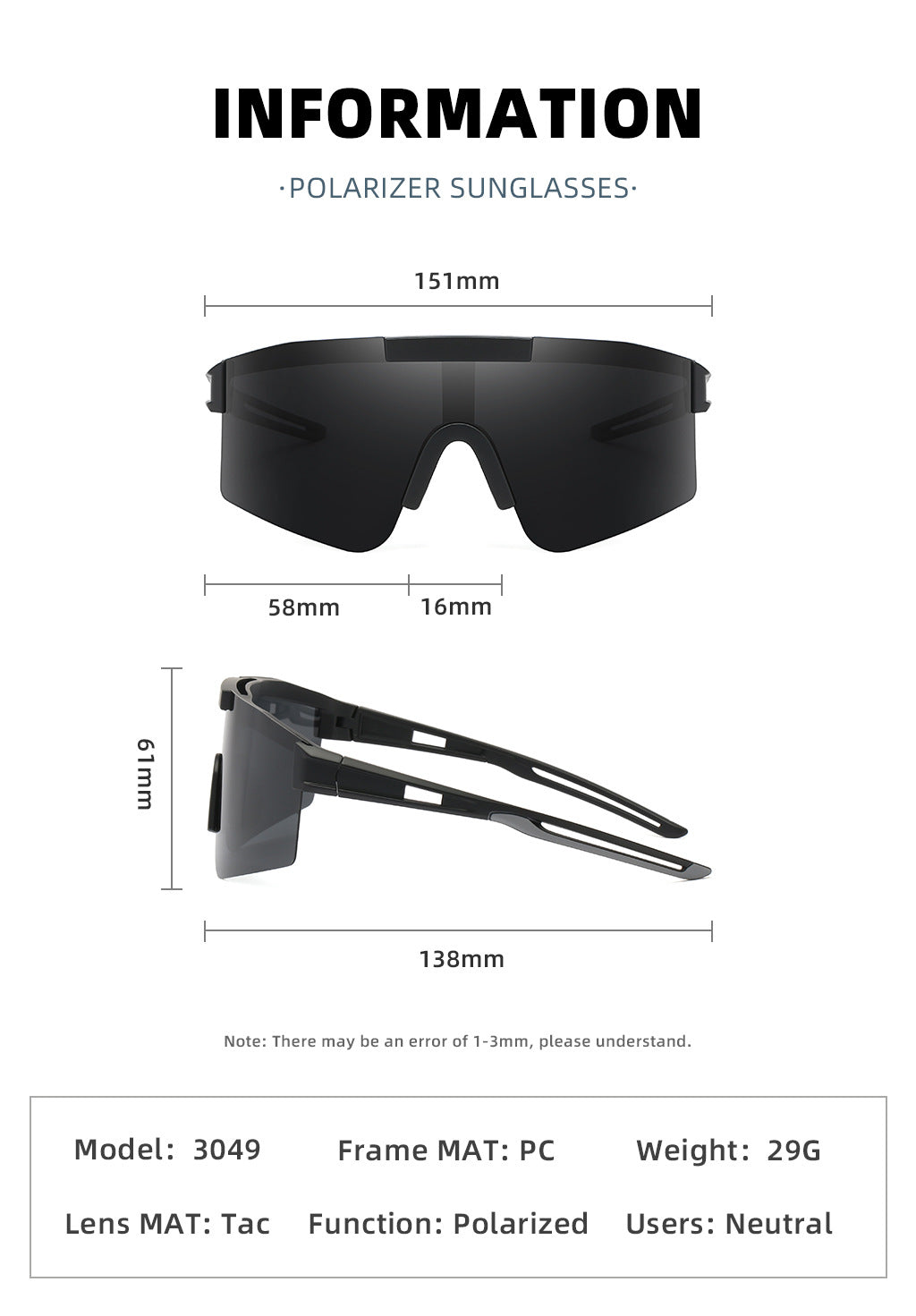 Blue Lenses With White Temples Ultra-Light Polarized Sports Sunglasses - Wraparound Shield Design for Cycling & Outdoor Performance