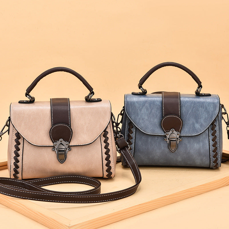 Black Elegant Women's PU Leather Top Handle Satchel - Versatile Crossbody Bag with Classic Clasp & Braided Detail