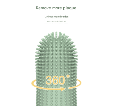 4 Pcs Green Soft Silicone Pet Finger Toothbrush - Gentle Dental Care for Dogs & Cats, Tartar & Plaque Remover