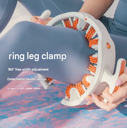 Orange and White Adjustable 3D Leg & Body Roller Massager - Deep Tissue Muscle Relief for Thighs, Calves, Arms - Fascia & Cellulite Tool with Detachable Handles