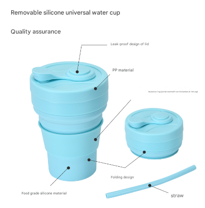 2 Pcs Black 350ml Collapsible Silicone Travel Cup - Portable, Leak-Proof & Food-Grade Drinking Mug with Lid, Insulating Sleeve & Straw