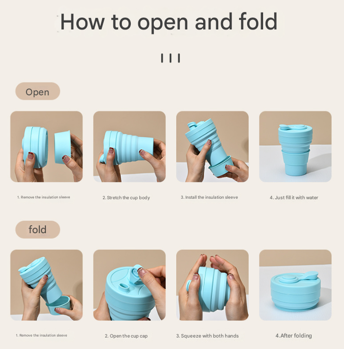 2 Pcs Black 350ml Collapsible Silicone Travel Cup - Portable, Leak-Proof & Food-Grade Drinking Mug with Lid, Insulating Sleeve & Straw