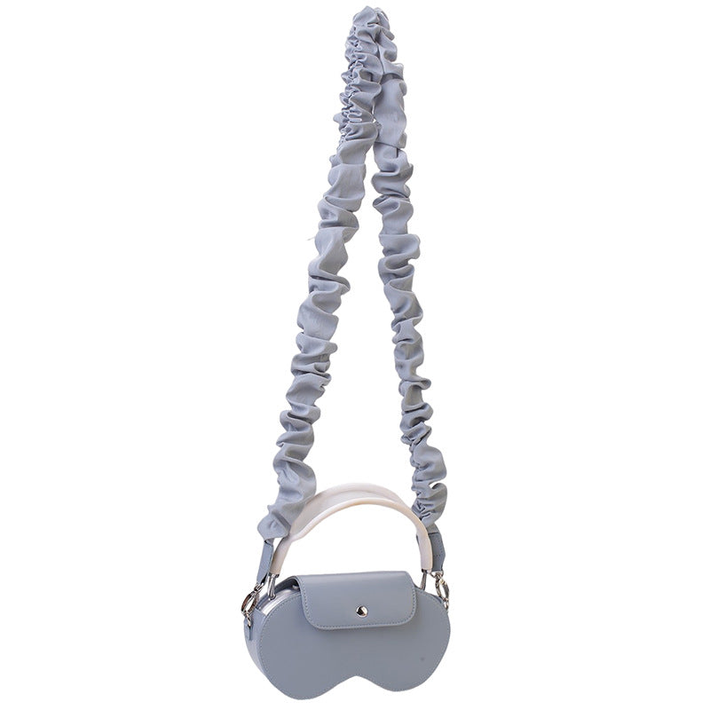 Pink Chic PU Leather Crossbody Storage Bag for Apple AirPods Max - Protective Case with Ruched Fabric Strap & Top Handle