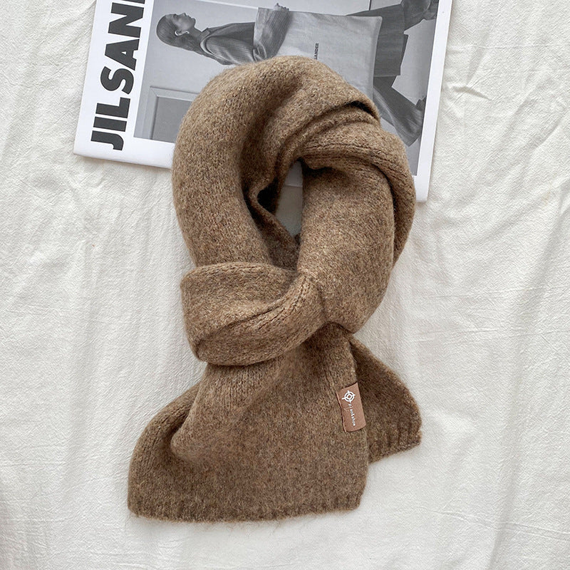 Brown Luxuriously Soft Wool Blend Knit Scarf - Cozy Warm Solid Colour Unisex Winter Essential