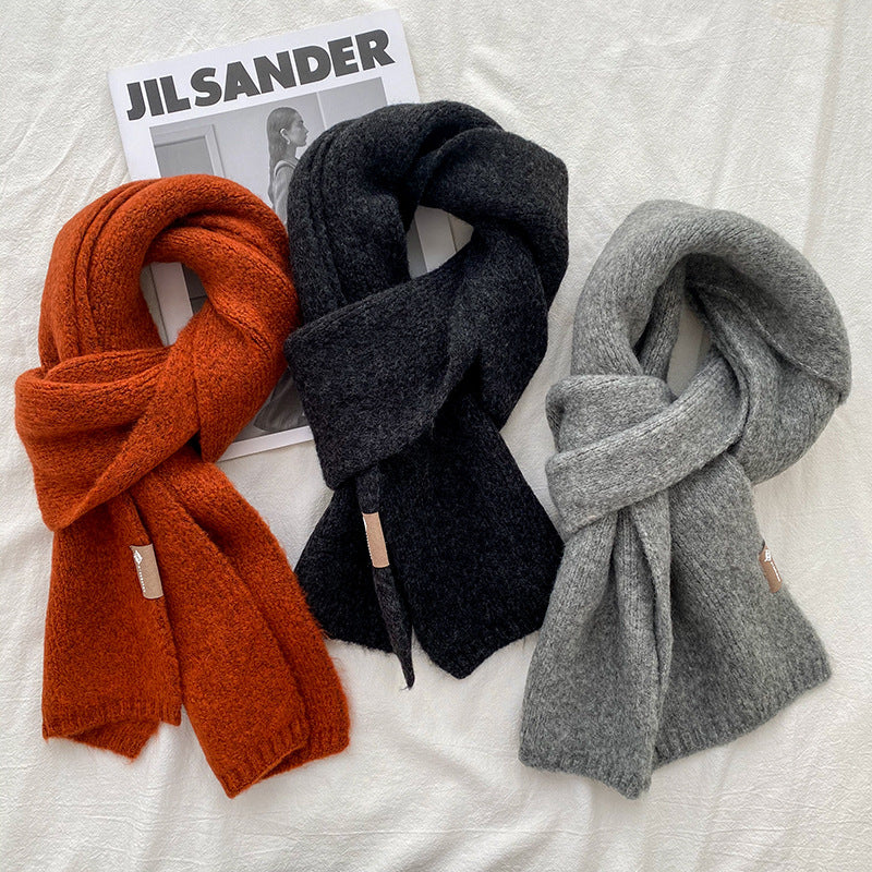 Brown Luxuriously Soft Wool Blend Knit Scarf - Cozy Warm Solid Colour Unisex Winter Essential