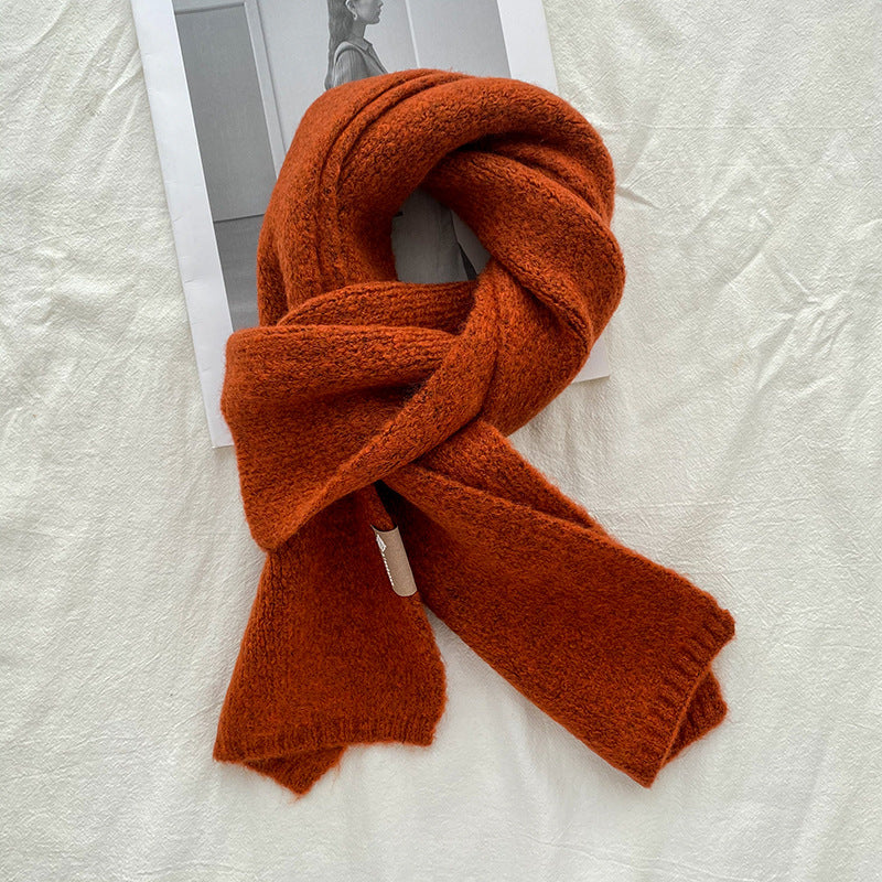 Orange Luxuriously Soft Wool Blend Knit Scarf - Cozy Warm Solid Colour Unisex Winter Essential