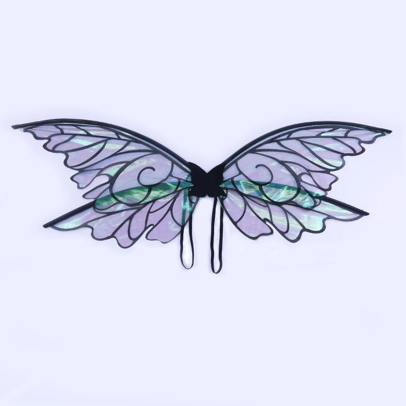 Black Enchanting Iridescent Fairy Wings - Sparkle Butterfly Elf Wings for Costume Parties, Cosplay & Dress-Up Fun