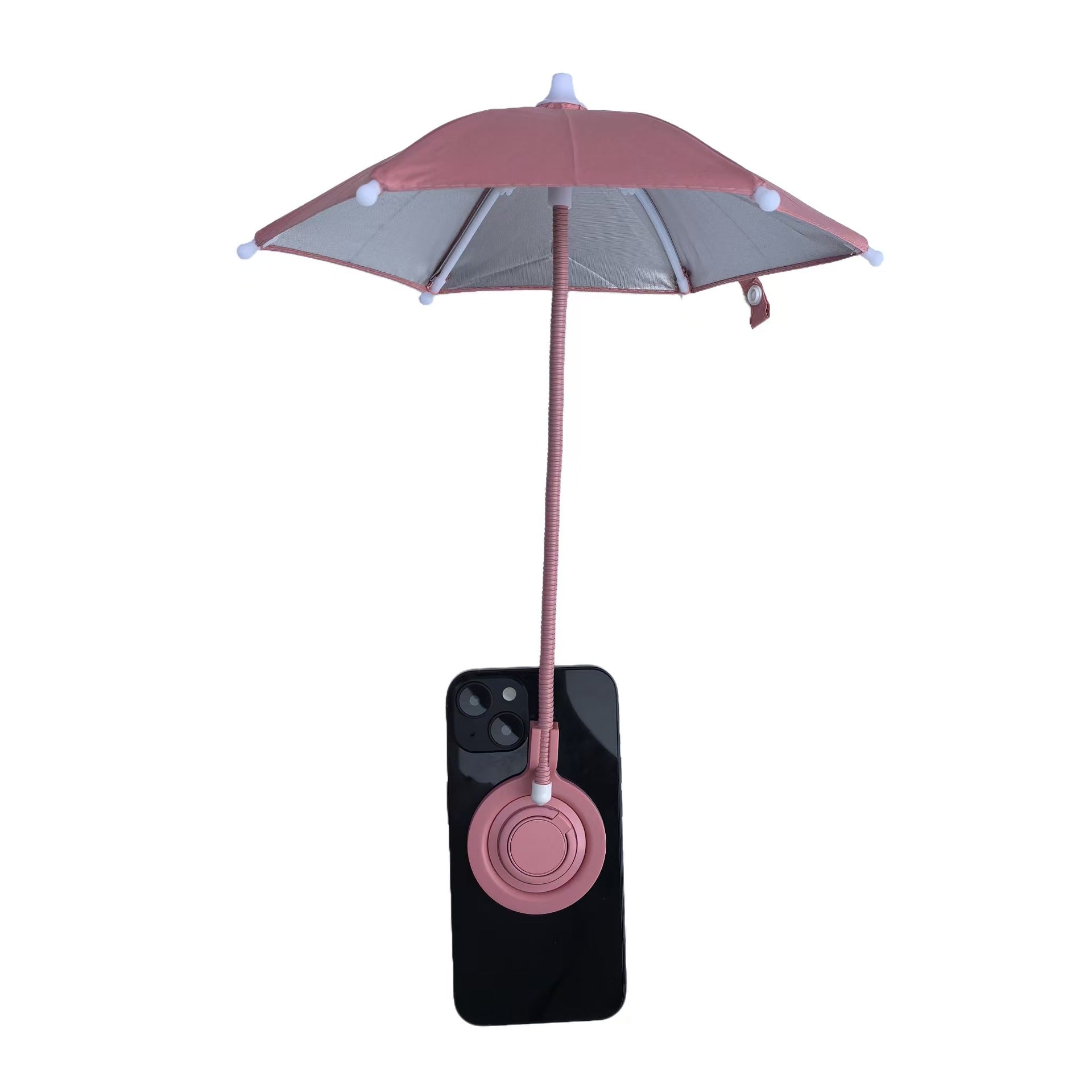 Pink Magnetic Phone Umbrella Sun Shade - Clear Outdoor Screen Visor, Anti-Glare Mini Parasol for iPhone