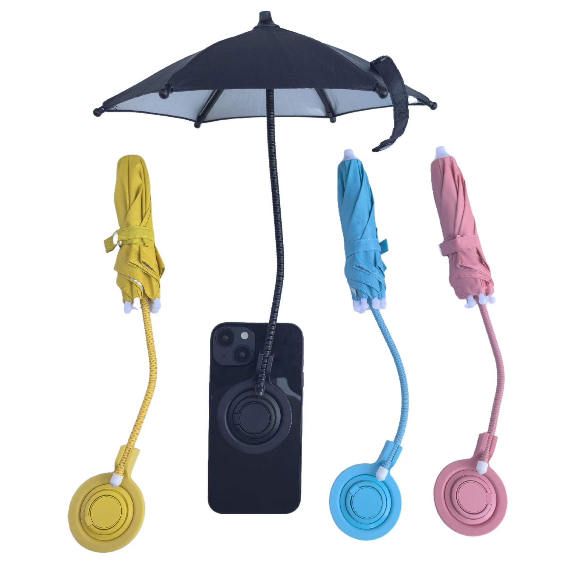 Yellow Magnetic Phone Umbrella Sun Shade - Clear Outdoor Screen Visor, Anti-Glare Mini Parasol for iPhone