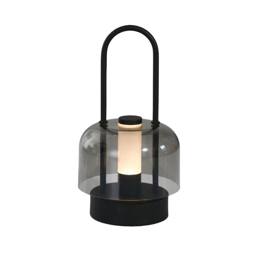 Black Modern Portable LED Mushroom Table Lamp - Rechargeable Touch Control Night Light with 3 Color Modes & Stepless Dimming