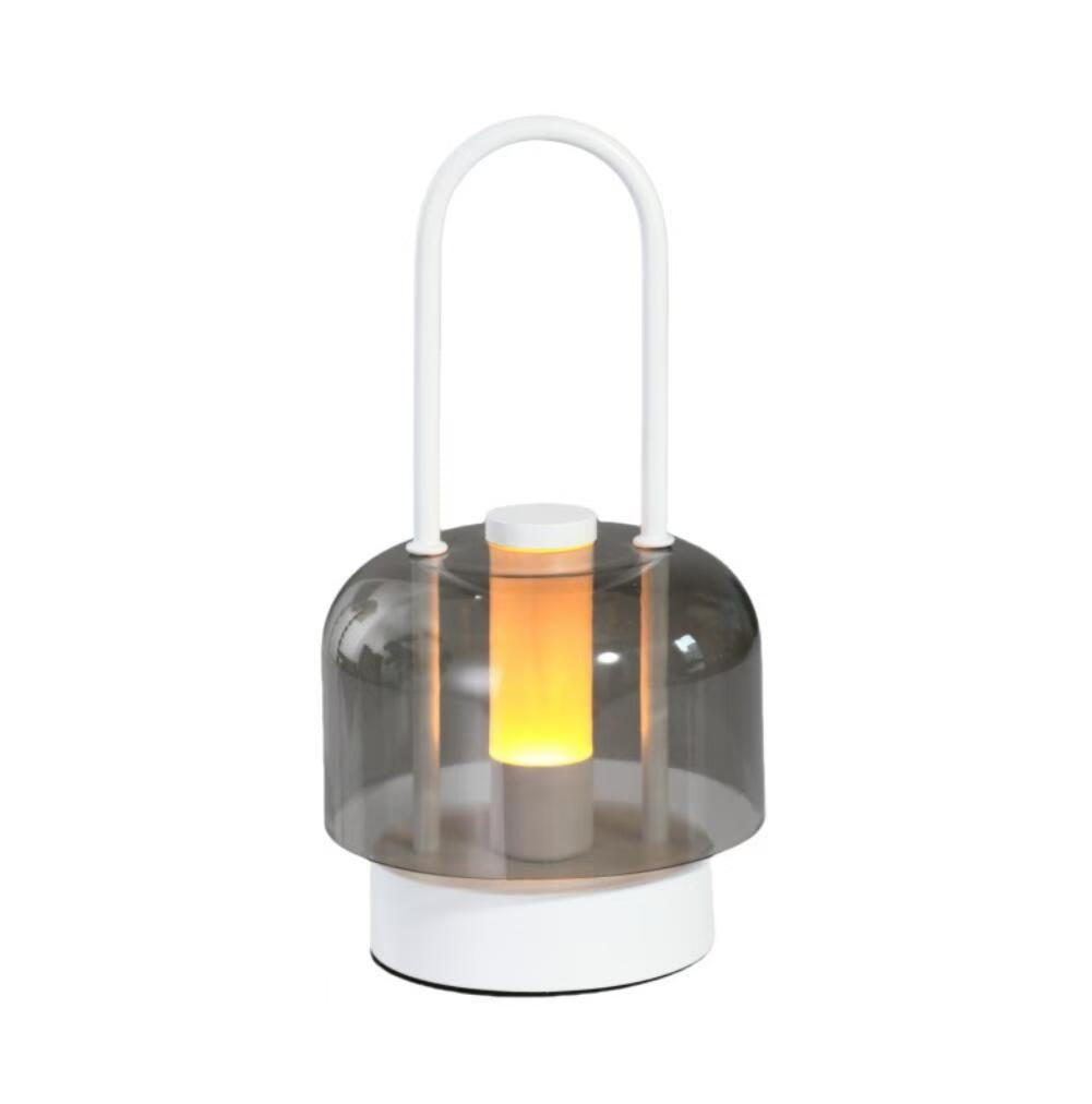 White Modern Portable LED Mushroom Table Lamp - Rechargeable Touch Control Night Light with 3 Color Modes & Stepless Dimming