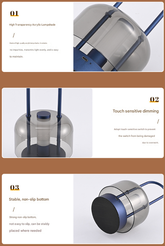 White Modern Portable LED Mushroom Table Lamp - Rechargeable Touch Control Night Light with 3 Color Modes & Stepless Dimming