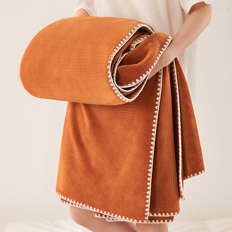 200*230CM Orange Ultra-Soft Dual-Sided Waffle & Plush Fleece Blanket - Large Cozy Throw for Bed & Sofa