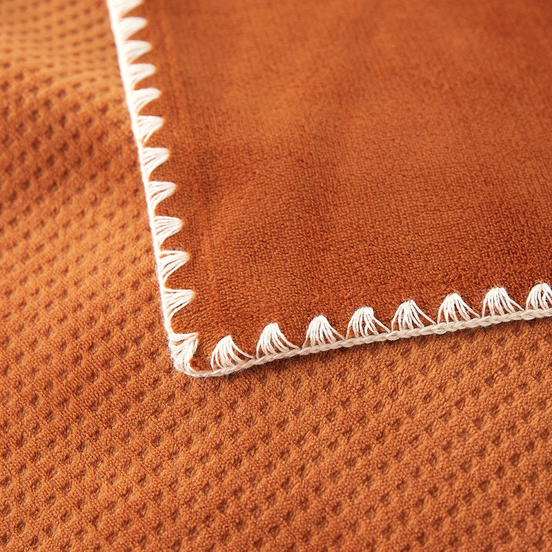 200*230CM Orange Ultra-Soft Dual-Sided Waffle & Plush Fleece Blanket - Large Cozy Throw for Bed & Sofa