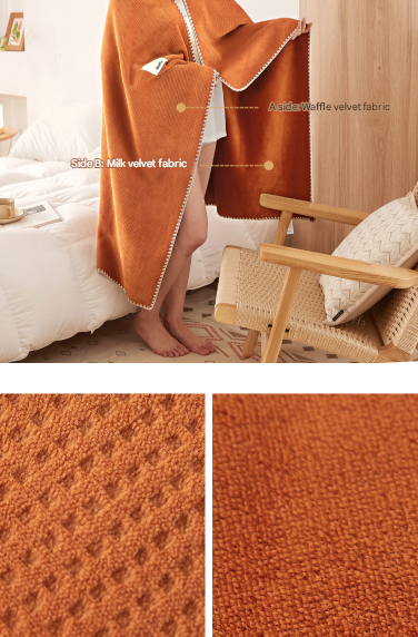 200*230CM Milky White Ultra-Soft Dual-Sided Waffle & Plush Fleece Blanket - Large Cozy Throw for Bed & Sofa