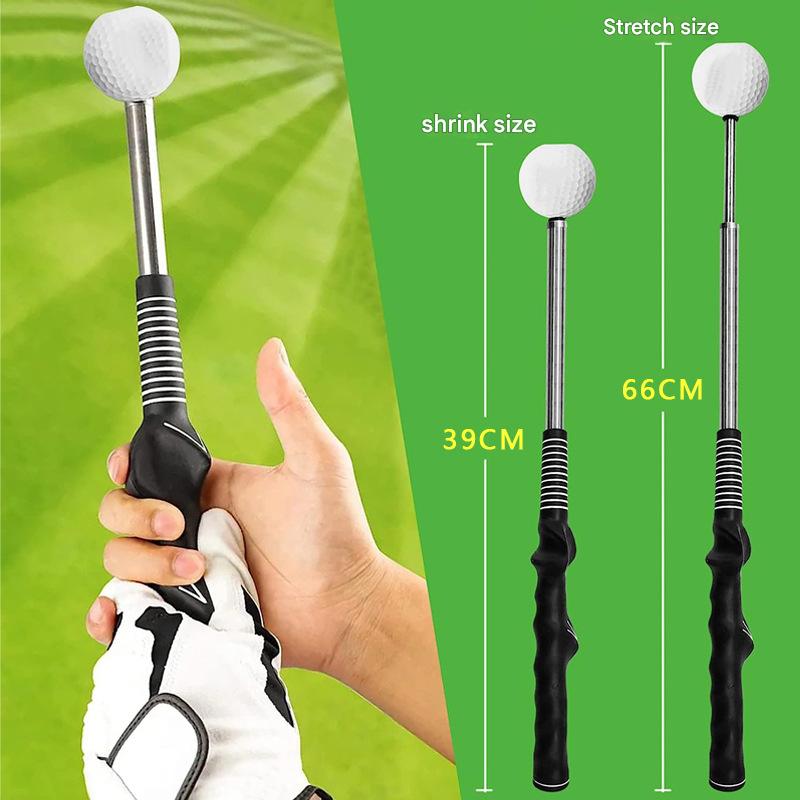 Black Pro Golf Swing Trainer - Extendable with Audible Click & Corrective Grip Aid