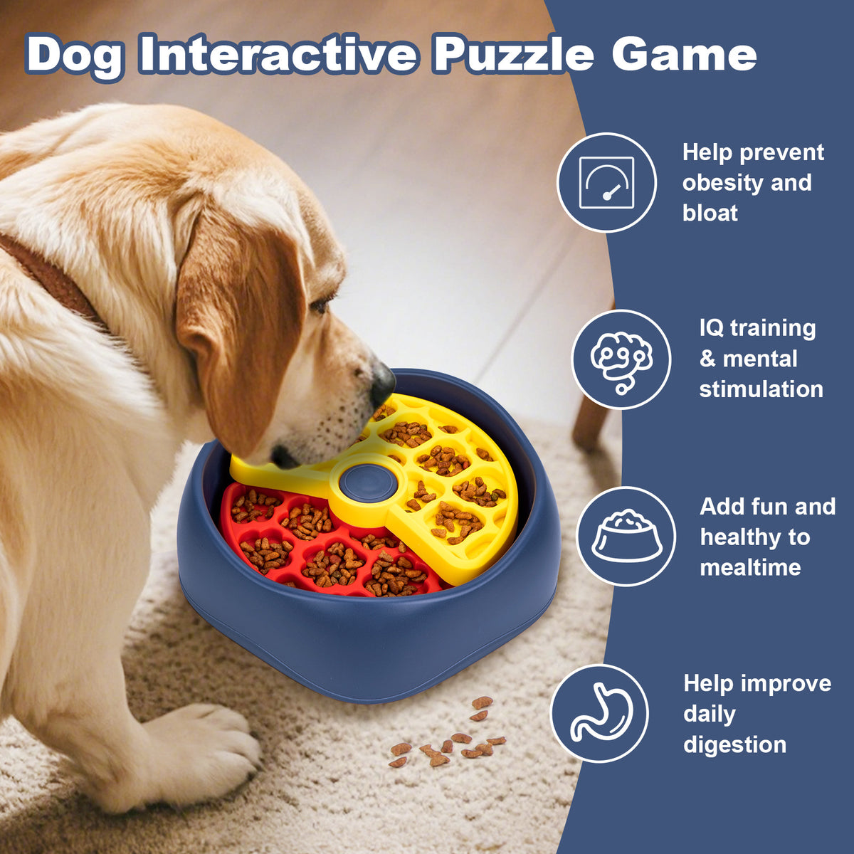Red,Green and Blue Interactive Dog Puzzle Feeder Bowl - Slow Eating & Mental Stimulation Toy for Small Medium Breeds