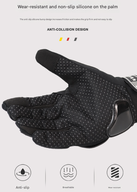 Size M Black Protective Motorcycle Riding Gloves - Hard Knuckle Armour & Touchscreen Fingertips