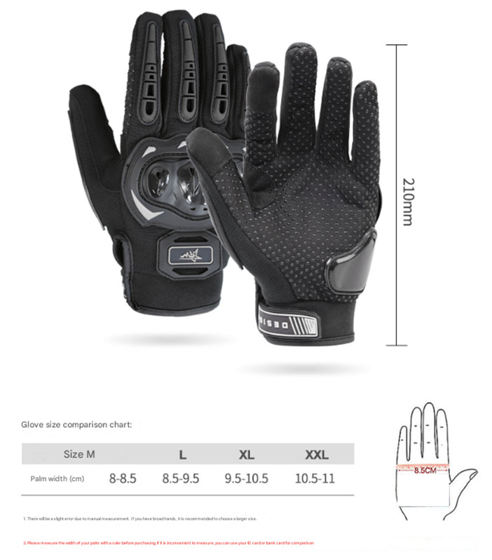 Size 2XL Red and Black Protective Motorcycle Riding Gloves - Hard Knuckle Armour & Touchscreen Fingertips