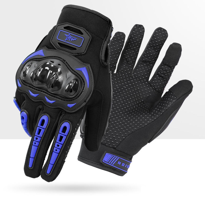 Size M Purple and Black Protective Motorcycle Riding Gloves - Hard Knuckle Armour & Touchscreen Fingertips