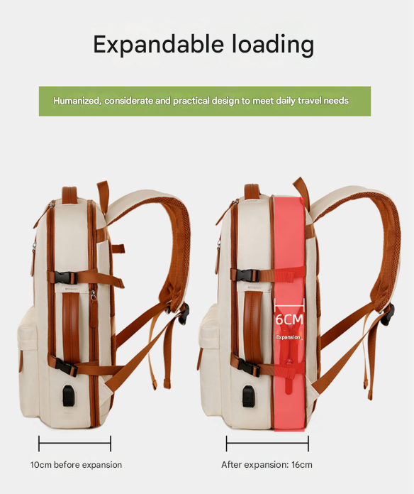 Pink Expandable Laptop Backpack with USB Port - Stylish Travel & Business Daypack