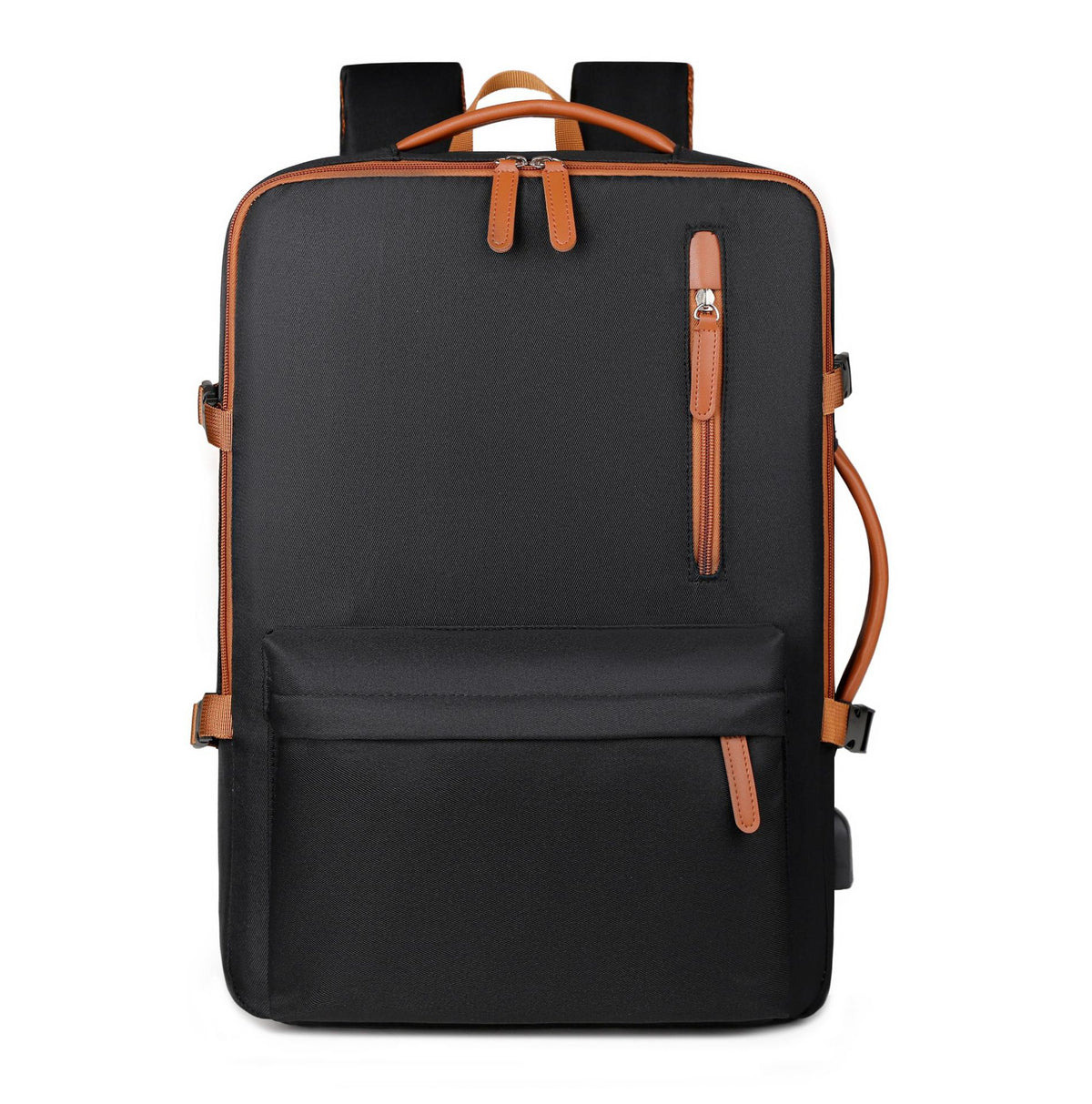 Black Expandable Laptop Backpack with USB Port - Stylish Travel & Business Daypack