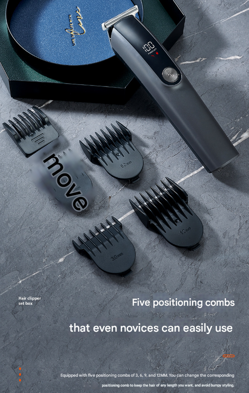 Black Professional All-in-One Cordless Grooming Kit - Men's Hair Clipper & Beard Trimmer with LED Display, USB-C Rechargeable