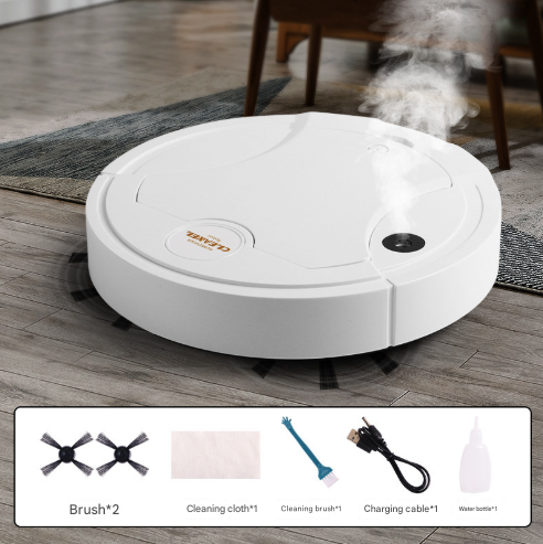 White 3-in-1 Smart Robot Vacuum Cleaner with Humidifying Mist & UV Light - Slim Automatic Sweeping & Mopping Robot