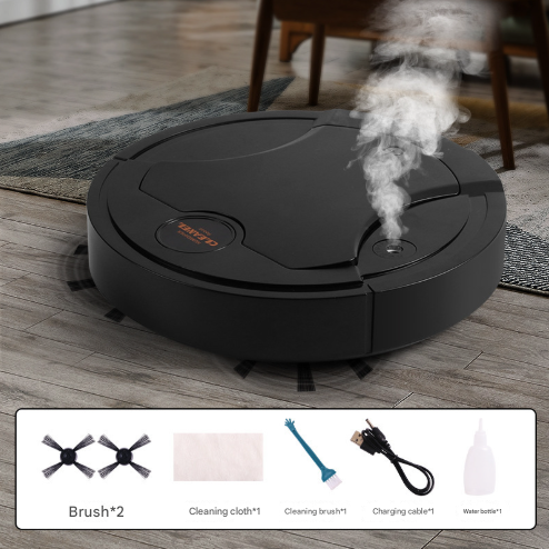Black 3-in-1 Smart Robot Vacuum Cleaner with Humidifying Mist & UV Light - Slim Automatic Sweeping & Mopping Robot