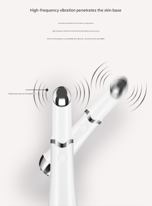 White Sonic Eye & Lip Massager with Red & Blue Light Therapy - Heated Vibrating Wand for Puffiness and Wrinkles