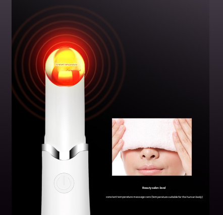 White Sonic Eye & Lip Massager with Red & Blue Light Therapy - Heated Vibrating Wand for Puffiness and Wrinkles
