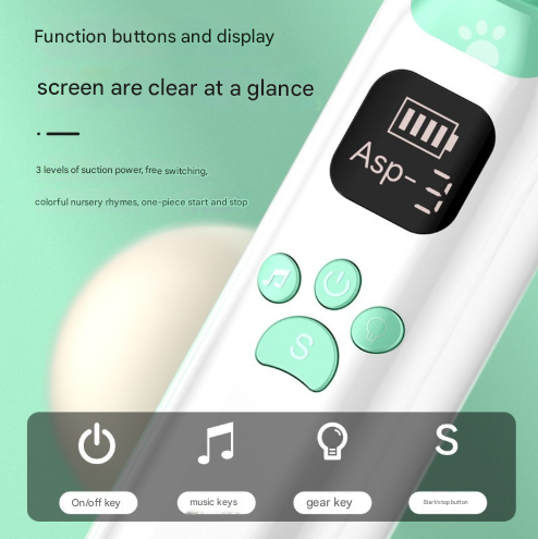 White and Green Rechargeable Electric Baby Nasal Aspirator - Gentle Nose Cleaner with 3 Suction Levels, Soothing Music & Light