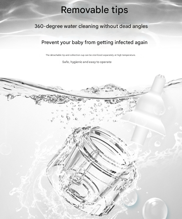 White and Green Rechargeable Electric Baby Nasal Aspirator - Gentle Nose Cleaner with 3 Suction Levels, Soothing Music & Light