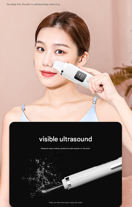White Professional 4-in-1 Ultrasonic Skin Scrubber - Deep Pore Cleanser, Blackhead Remover & EMS Facial Lifting Tool
