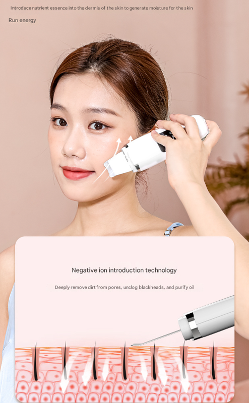 White Professional 4-in-1 Ultrasonic Skin Scrubber - Deep Pore Cleanser, Blackhead Remover & EMS Facial Lifting Tool