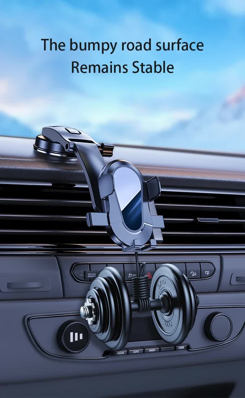 Black Universal Car Phone Mount Holder - 360° Rotation with Upgraded Suction Cup for Dashboard & Windscreen