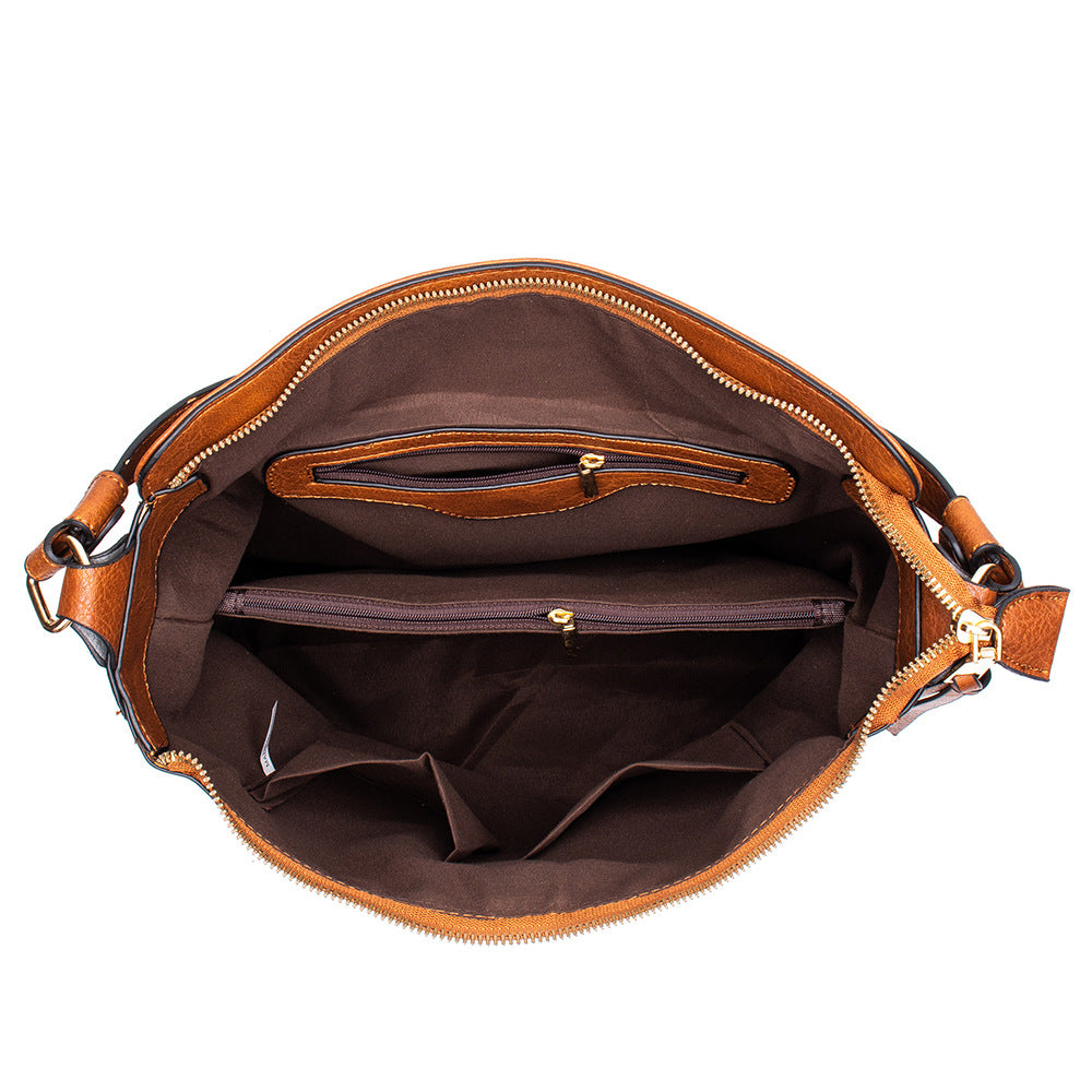 Blue Womens Soft PU Leather Hobo Bag - Large Casual Tote Handbag with Adjustable Crossbody Strap