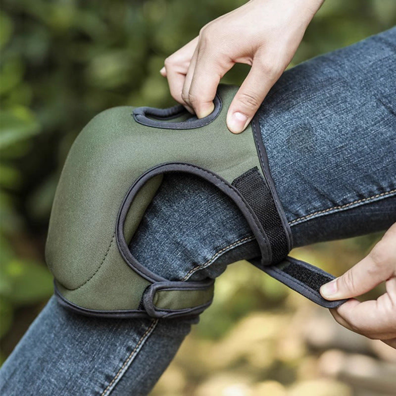 Green Adjustable Gardening Knee Pads - Comfortable Neoprene Knee Protectors for Weeding & Outdoor Work