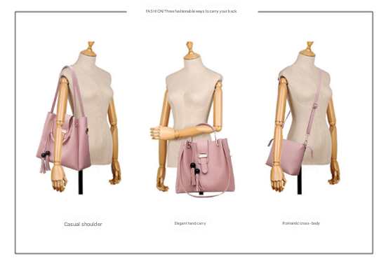 Pink Chic 3-Piece Women's Handbag Set - PU Leather Tote, Crossbody Bag & Clutch Purse